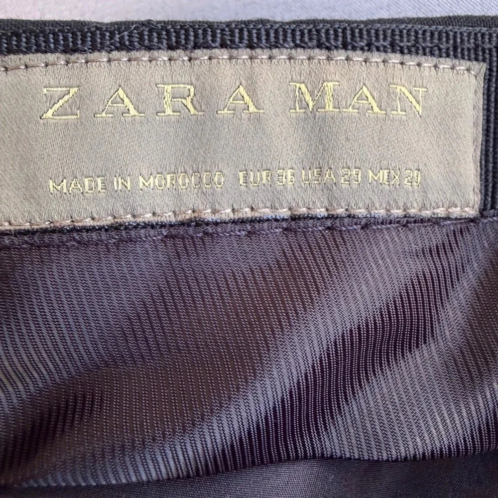 Zara Man Black Pleated Dress Pants Trousers Mens Size 29 Made in Morocco